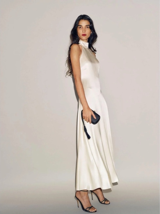 Reformation Dresses & Skirts - Reformation Katelyn ivory silk dress halter maxi gown bridal bride wedding white